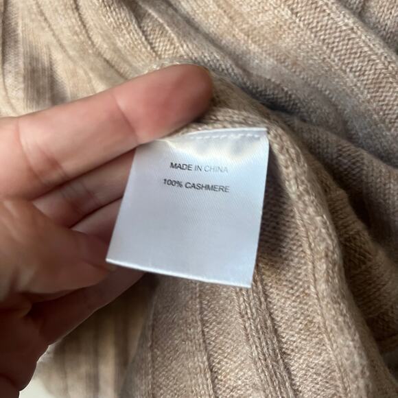 Quince 100% Mongolian Cashmere Beige Oatmeal Ribbed Midi Skirt Size S - Picture 7 of 7